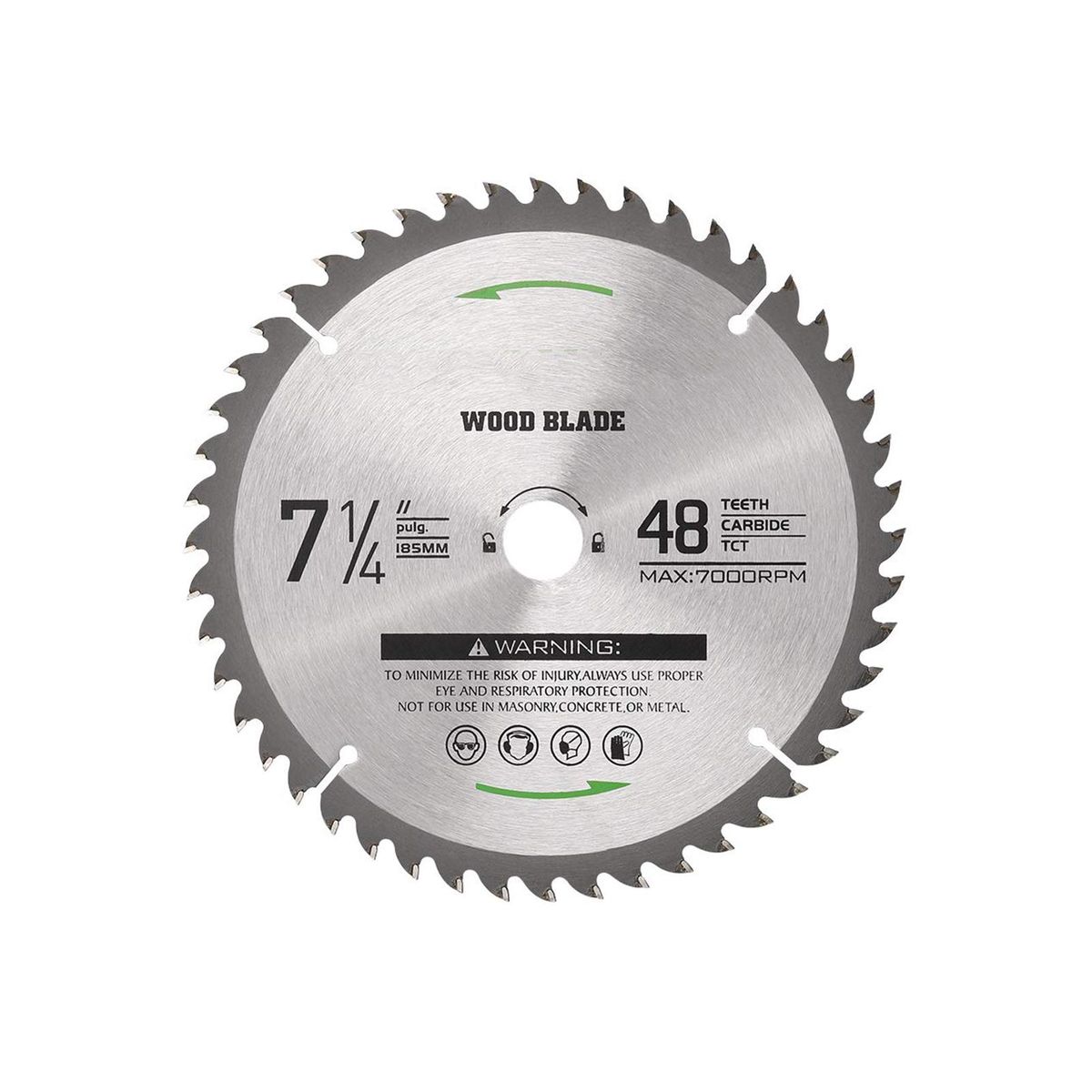 Circular Saw Blade 7-1/4''(185MM) 48 Tooth  Tungsten Carbide Tipped Circular Wood Cutting Saw Blade with 5/8''(16mm) Arbor for Wood Cutting Max Speed 7000RPM  Anti-clockwise Cutting Direction Arbor 5/8'' (16mm) EU