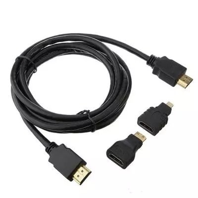 3 In 1 Hdmi Cable With Micro  Mini Hdmi Adapters