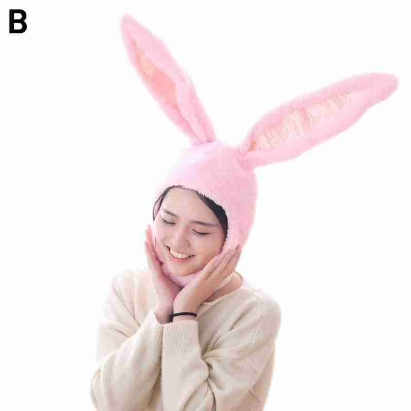Halloween Cute Girls Plush Rabbit Bunny Ears Hat Earflap Ears Head Headgear Hats Warmer Hat Supplies Po Rabbit Bunny Cap-pink