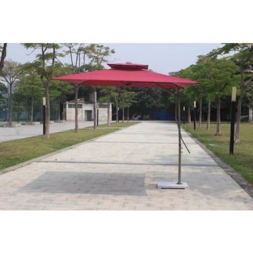Outdoor Garden Umbrella With Marble Base- Wine