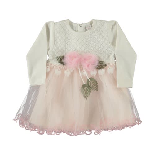 Baby Girl Dress  With Rose Petals Pink