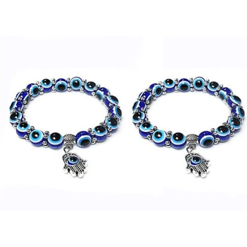 2pcs Men Unisex Bead Bracelets-Blue