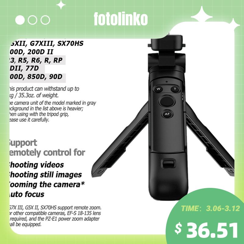 Wireless Grip Tripod Remote Control For Canon EOS R7 R5 77D 250D 200D 90D M200 800D M50 PowerShot SX70HS Replace HG-100TBR BR-E1