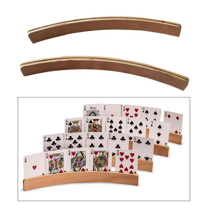 2 Pack Solid Wood Playing Card Holders Rack Bridge Organizer For