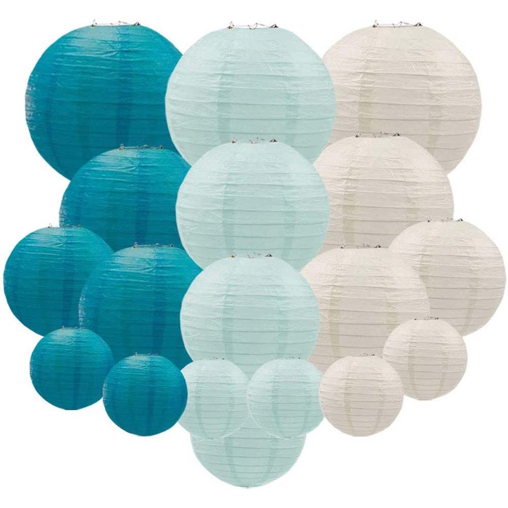 18Pcs Royal Blue Paper Lantern Set,Reusable Hanging