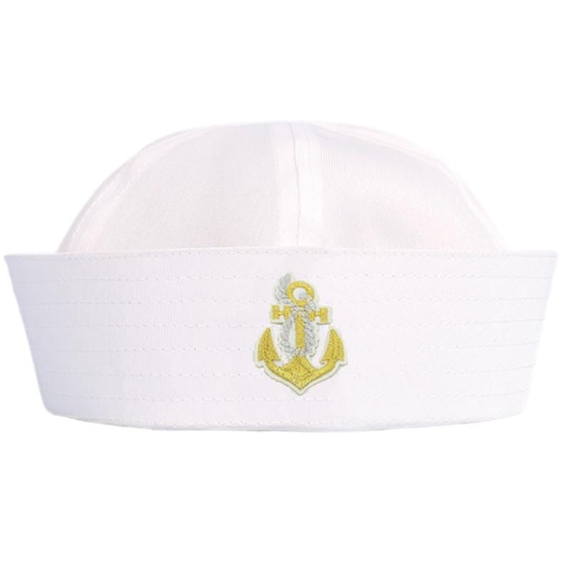 Hat for Girl Taking Po Navy Hat with Embroidery Anchors Cosplay Hat