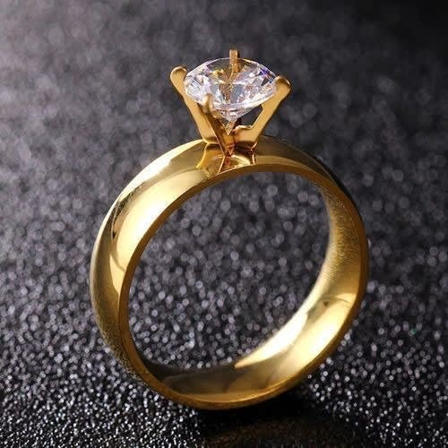 Gold Stainless Steel Engagement Ring