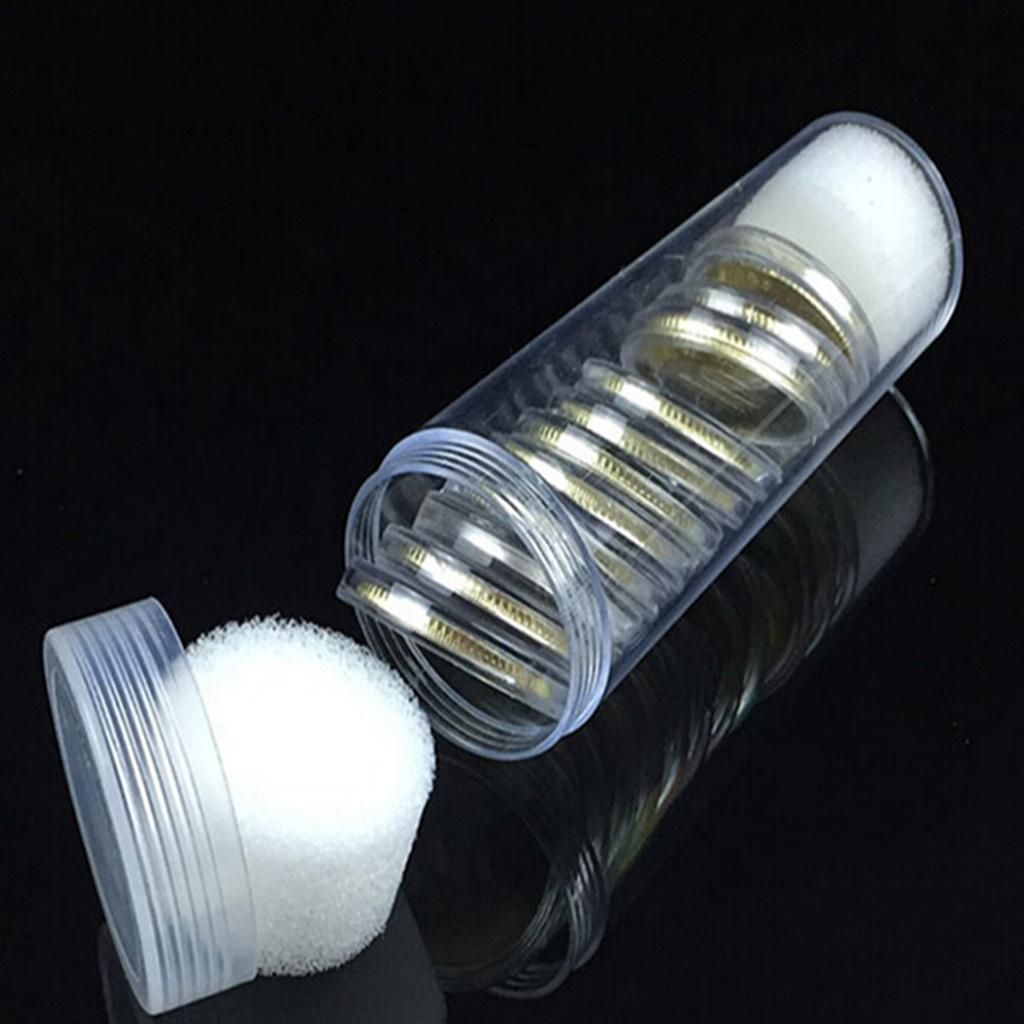 20Pcs/set Protective Tube Holder Clear Round Cases Coin Storage
