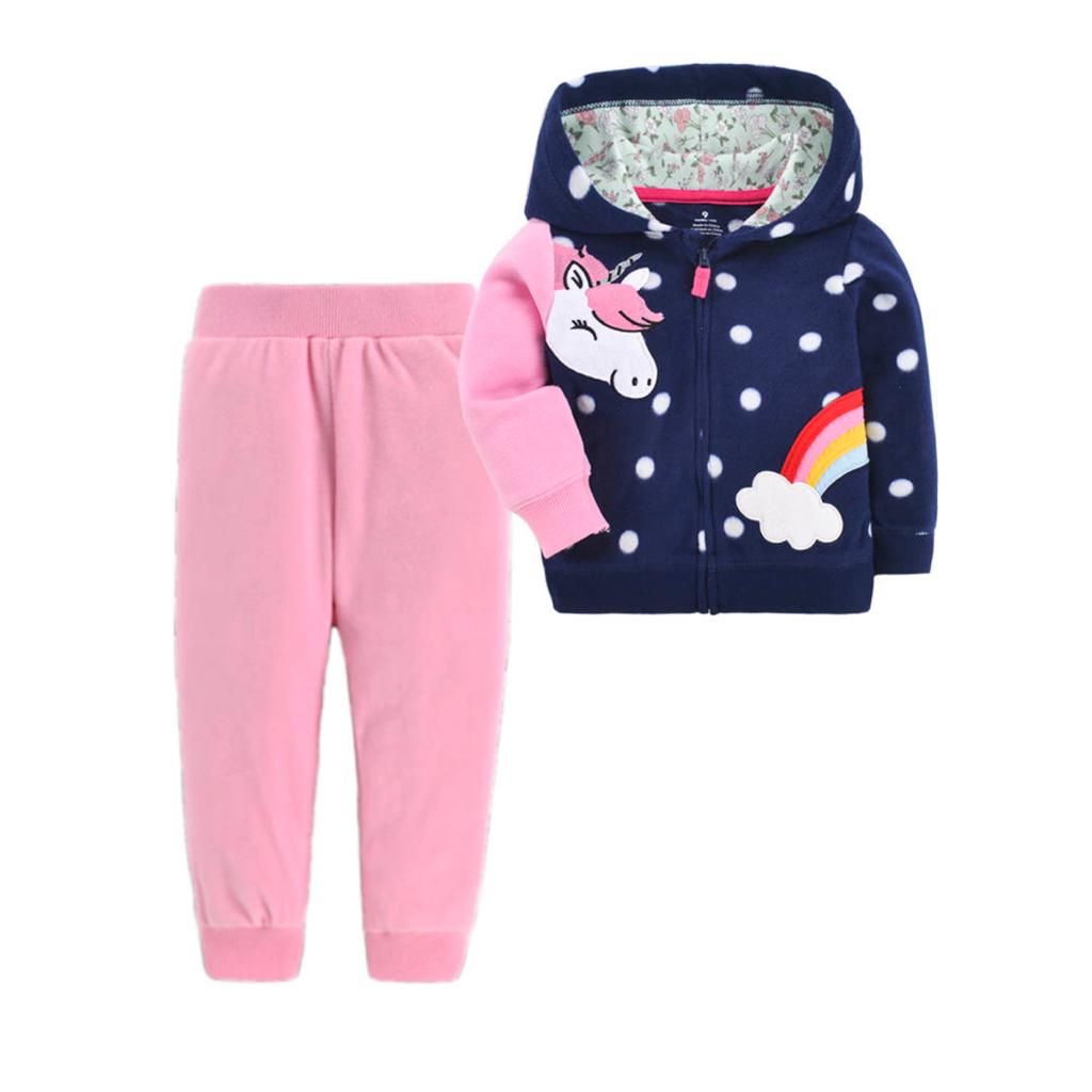 Baby Girl Navy Blue Hoodie And Pink Track