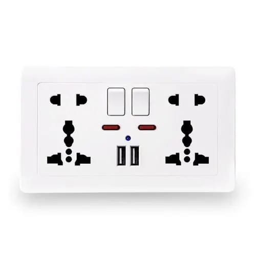 Double 13Amp Wall Socket With 2 + 2 USB Port Original
