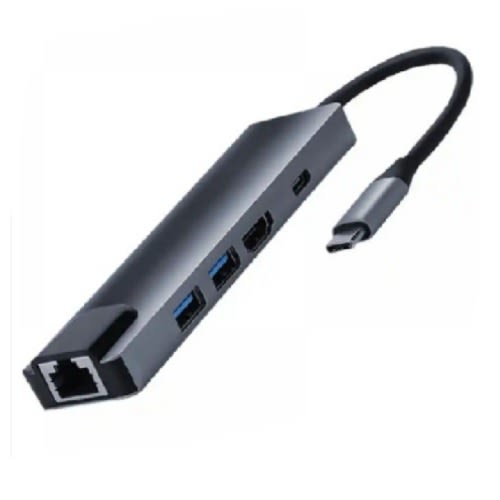 5 In 1 Usb Type C Hub Hdmi Ri45 Lan Adapter For Macbook Pro Thunderbolt