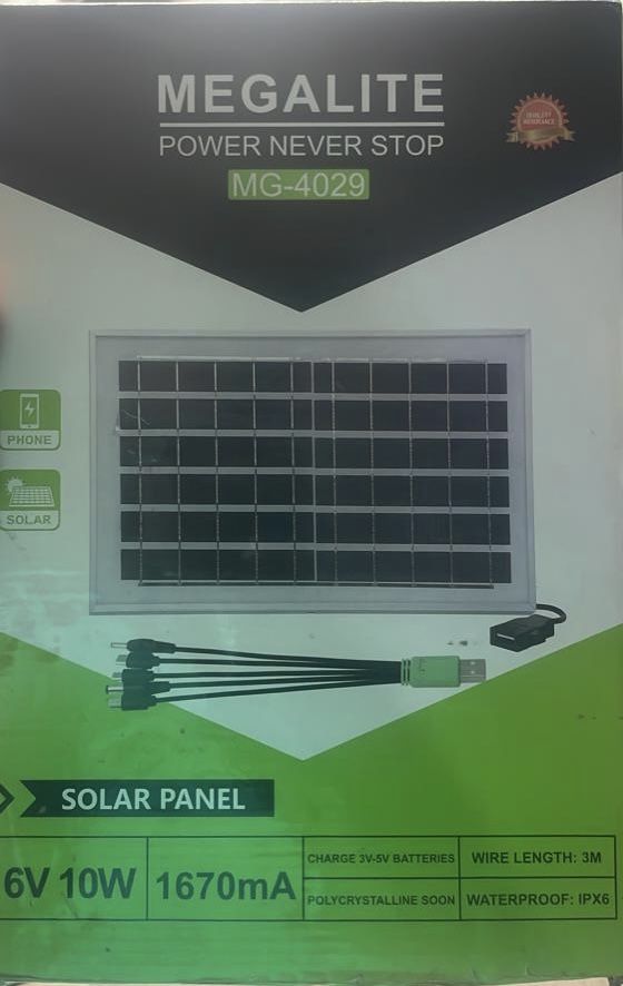 Megalite Solar Panel 6v 10watts For Charging Phones