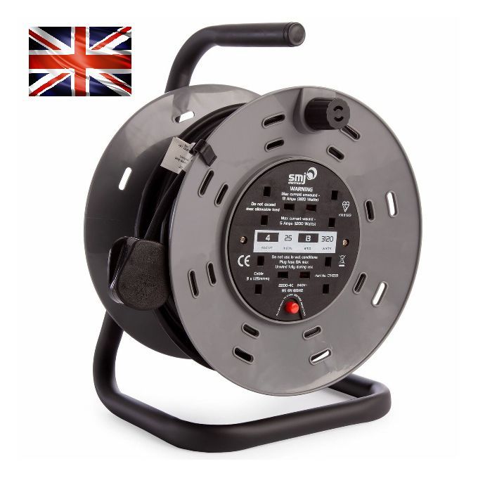 Extension Cable Reel - 4 Socket By 25 Metres 100% Pure Copper