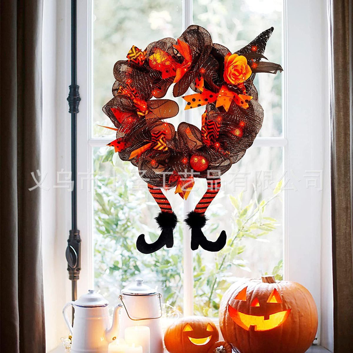 Halloween Garland Door Hanging Wreath Skull Haunted House Decoration Pendant Horror Party Ornament