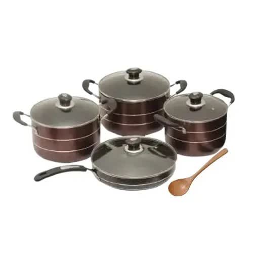 3 Pots + 1 Fry Pan Non Stick Cookware + 1 Wooden Spoon