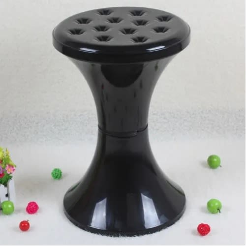 Detachable Plastic Stool With Storage Space - Black