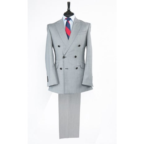 Men's Double Breasted Suit - Light Grey