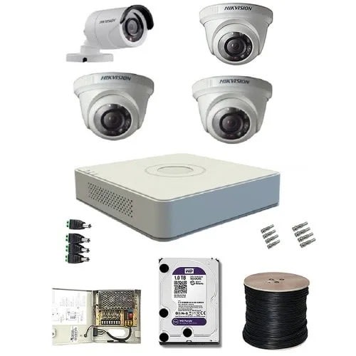 Hikvision 4 Channel-dvr+ 4 Indoor - Outdoor Bullet 720p Turbo Hd Complete Kit