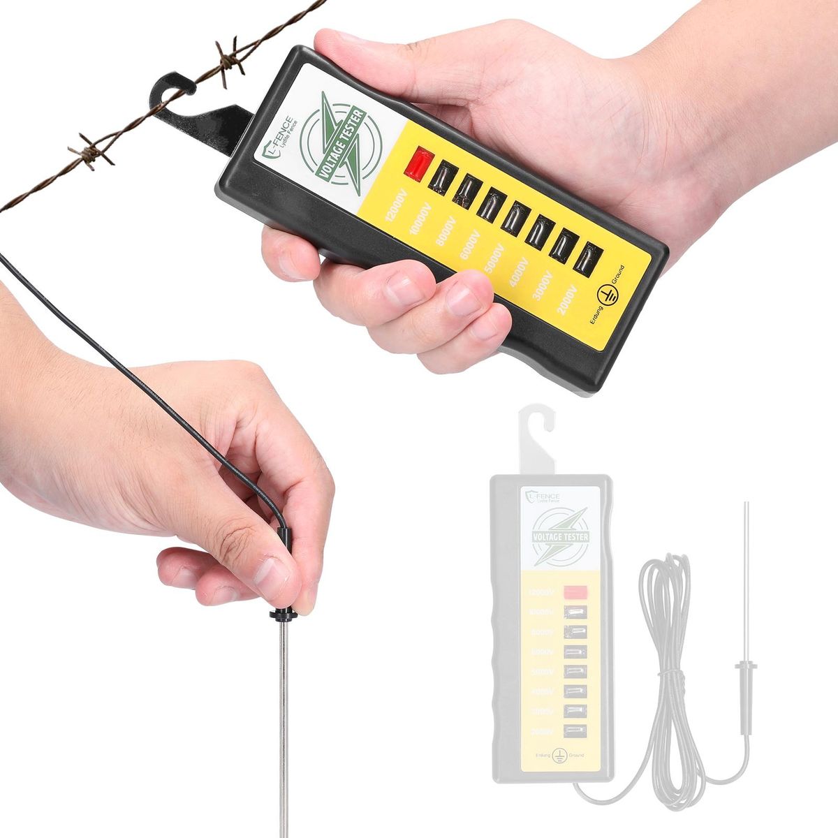 2KV~12KV Portable Digital Fence Tester Home Garden Horse Livestock Electric Fence Voltmeter Farm Short Detector