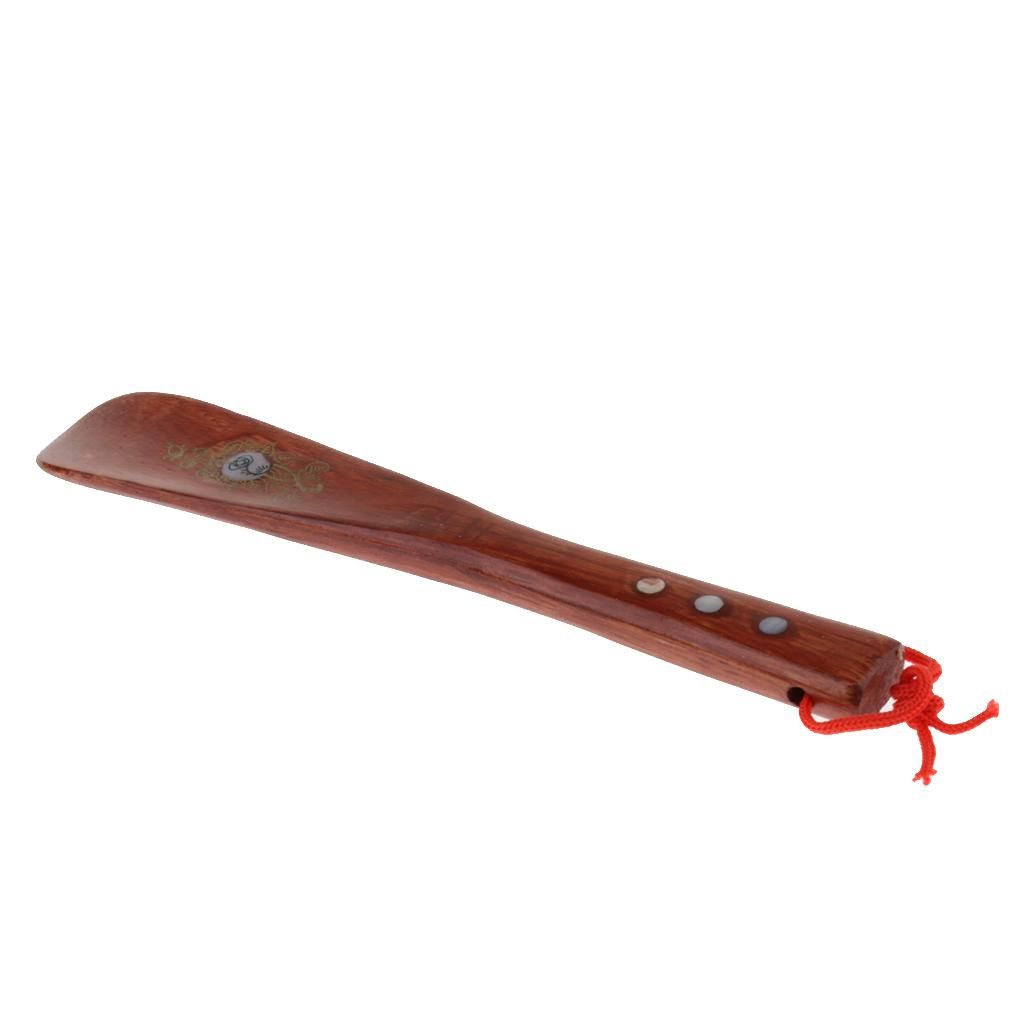Adult Professional Shoe Horn Handle Light Brown With Shell 22cm