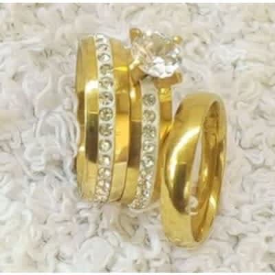 Titanium Steel Couple Gold Rings