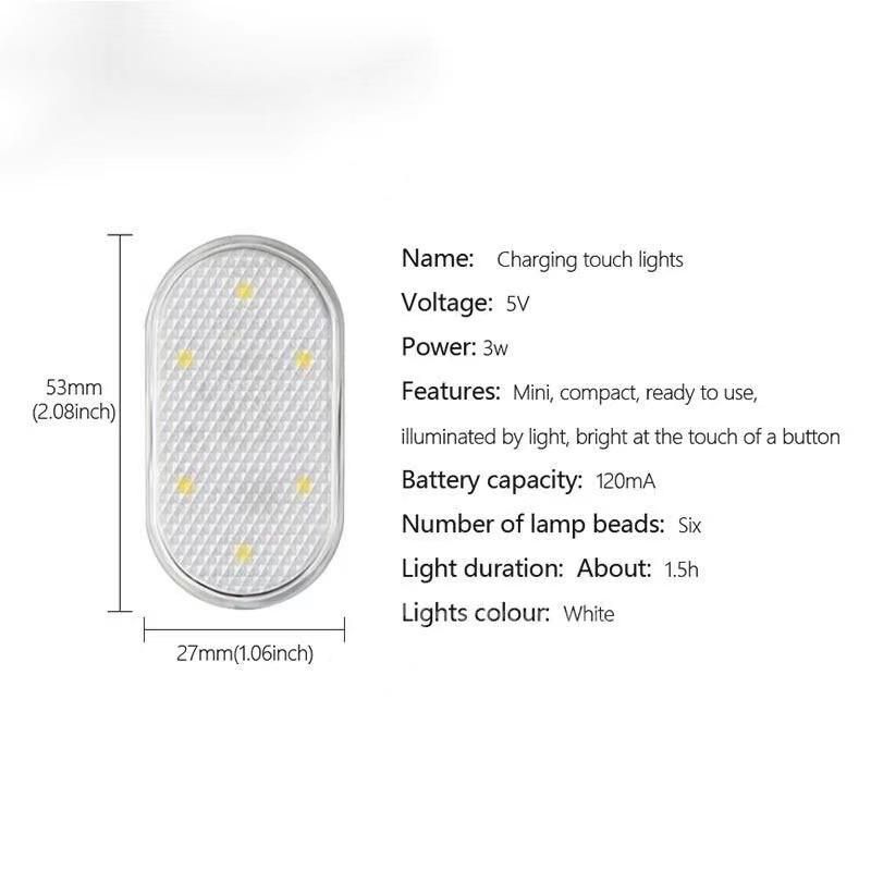 USB Car Interior Ambient Light LED Touch Lights Wireless Interior Light Car Foot Light Decorative Mood Lighting Reading Light