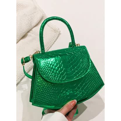 Mini metallic Dragon Laser Slingbag Party Handbag Textured Shoulder Bag - Green