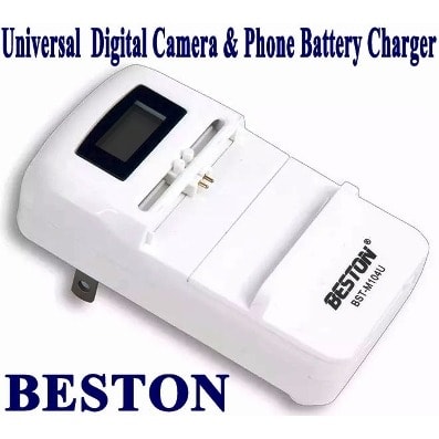 Universal Digital Camera And Phone Battery Charger With Digital Lcd