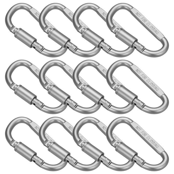 12 Pcs Camping Carabiner D Shape Keychain Aluminum Alloy-