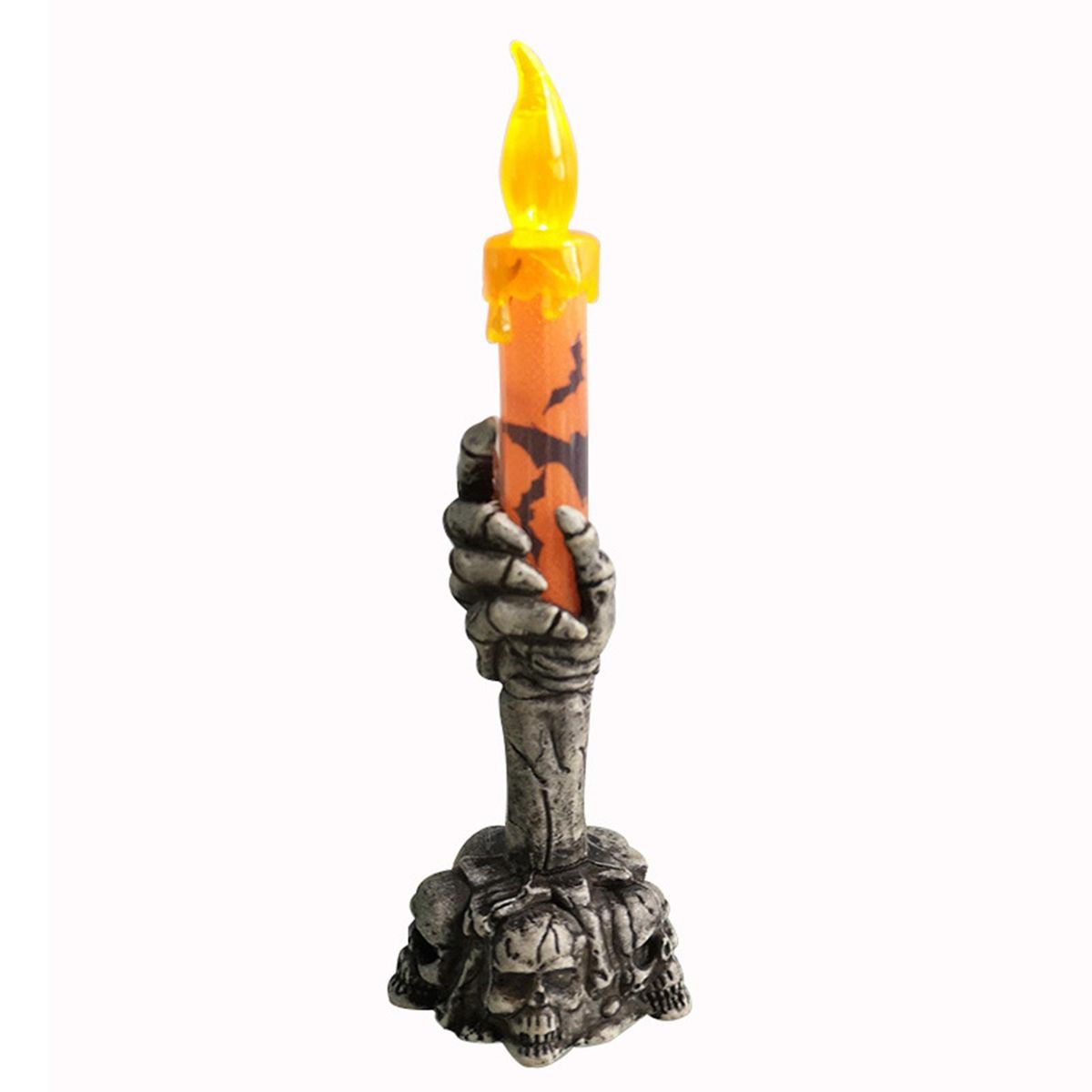 LEDs Dancing Flickering Flameless Candlelight Ambient Lamp with Skull Ghost Pattern Spooky Night Light Table Centerpiece for Halloweens Celebration Themed Party Decoration