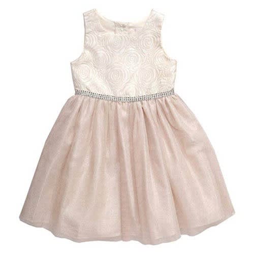 Floral Jacquard To Mesh Special Occasion Dress