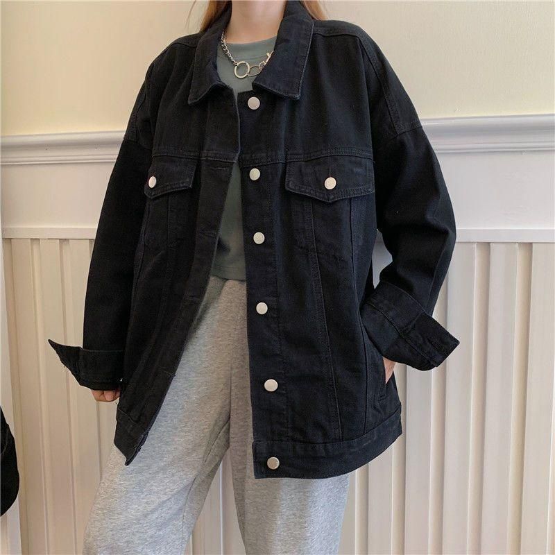 Black Denim Jacket Trendy Ins Women's Autumn 2022 New Design Sense Niche Tooling Style Versatile Retro Jacket