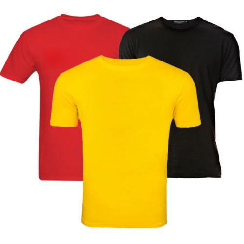 3 In 1 Plain Shirt - Yellow, Black & Red