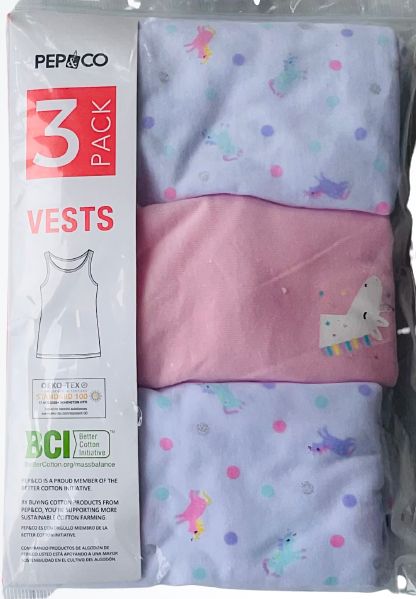 Girls Colored Vest - 3pcs