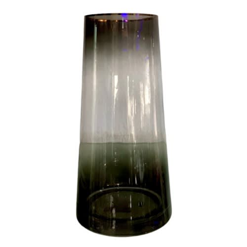 Hydroponics Smoked Tapered Glass Vase With Gold Rim - 10inch