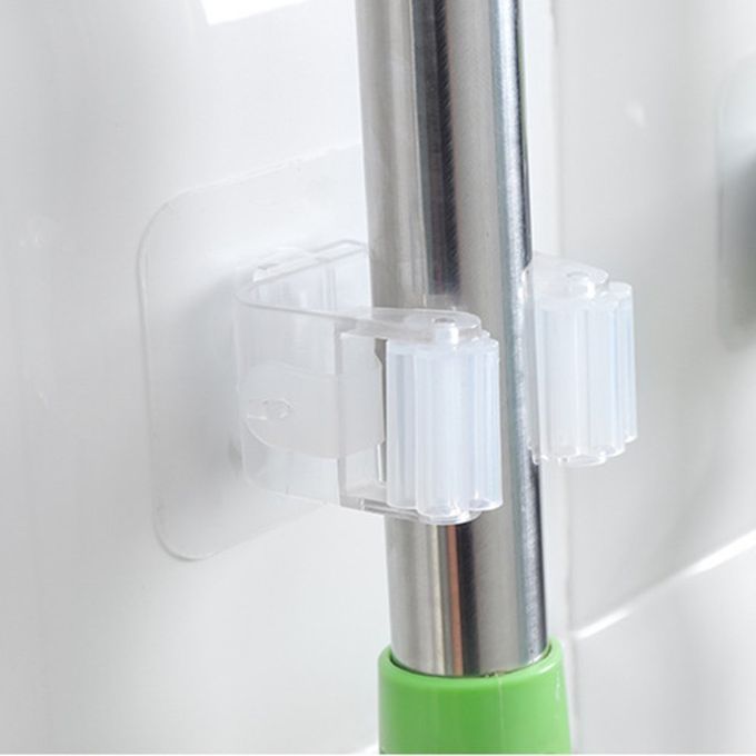 Non Pun H Adhesive Wall Mounted Mop Holder Seamless Mop Hook Bathroom-transparent