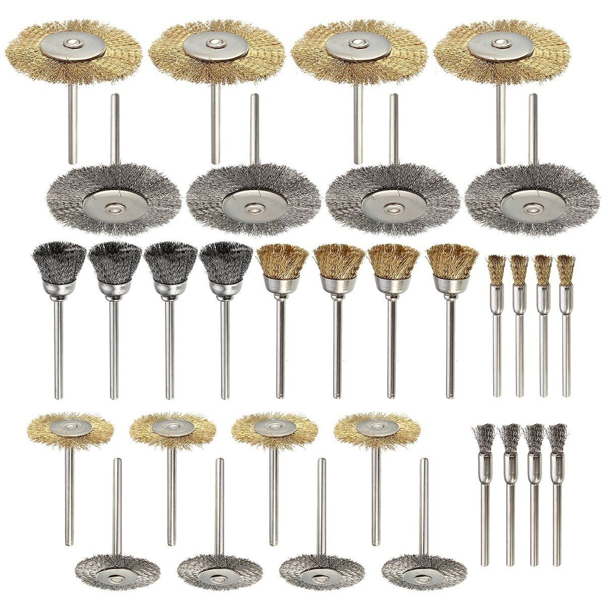 32PCS Wire Steel Brass Brush Brushes Wheel Set Accessory For Dremel Rotary Tool