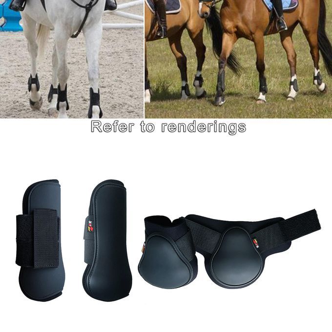 Horse Tendon And Fetlock Boot Set - Front Legs And Hind Legs L Black