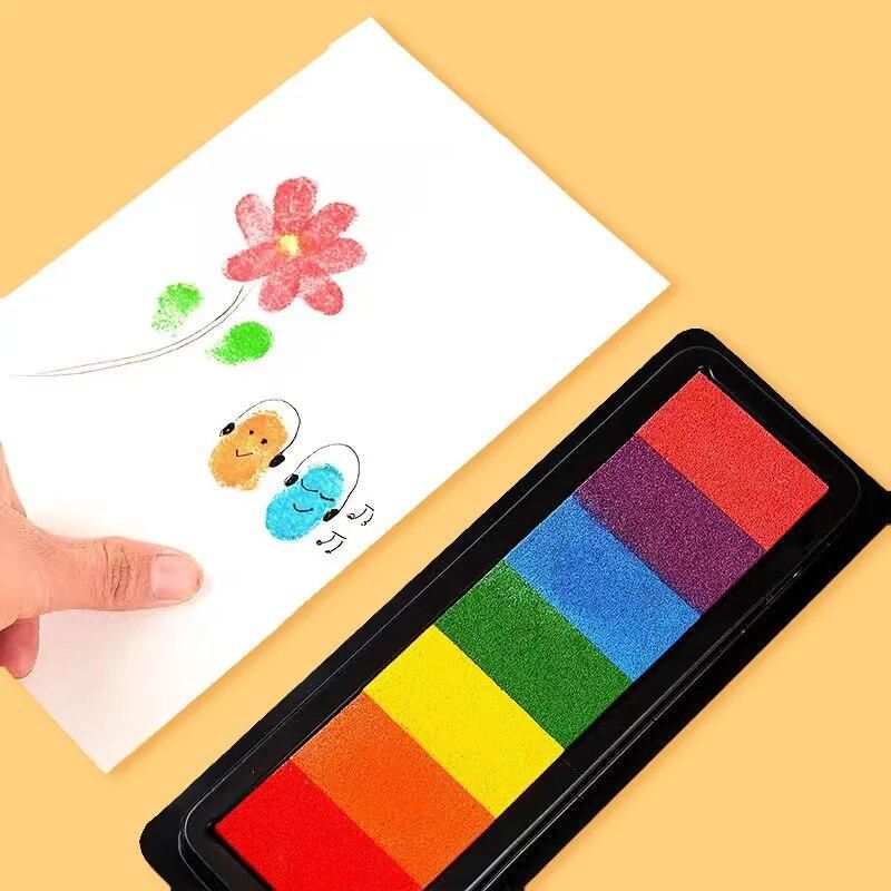 Kindergarten Creative Palm Finger Paint Ink Pad Diy Printing Station 7 Colours Kids Graffiti Finger Stamp Pad Stamp Drawing Toys