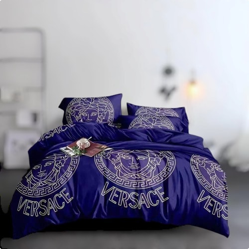 Versace Inspired Bedsheet And 2 Pillow Case Bedding Set - Blue - 6 By 6