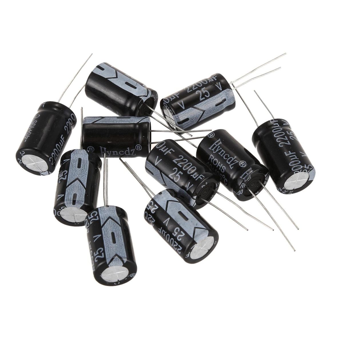 10 Pcs black 2200uF 25V Aluminum Electrolytic Capacitors 13*13*21cm