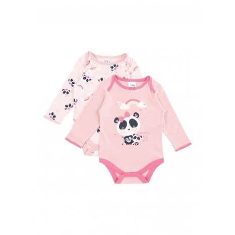 2pcs Baby Girls' Panda Bodysuits - Multicolour
