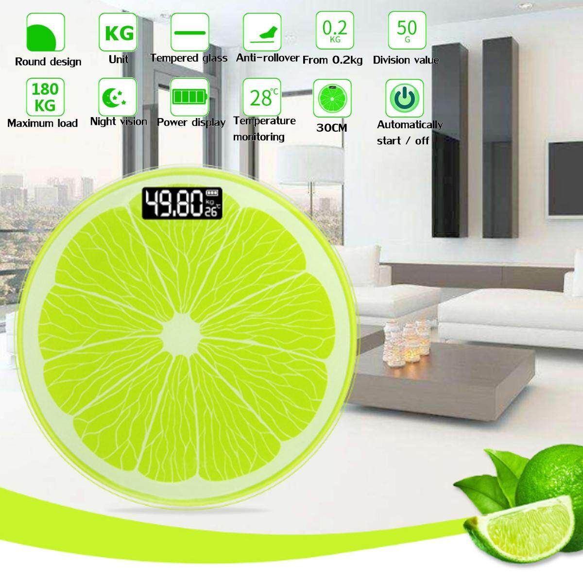 180Kg Rechargeable Body Weight Scale Green Lemon USB Charging Digital
