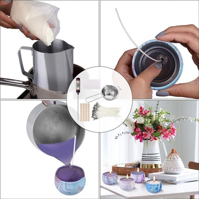 Candle Making Kit Pouring Pot DIY Candle Wick Stickers Wick Set 1