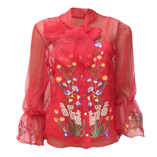 Organza Self Tie Neck Shirt With inner Spaghetti