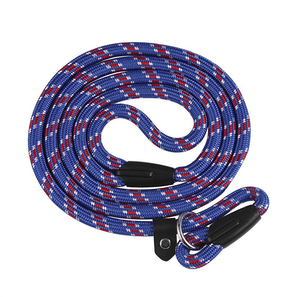 Best Soft Dog Training Leash Chew Resistant Nylon Ergonomic Anti Slip Grip Blue