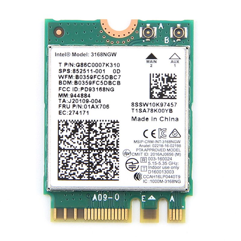 Dual Band Wireless Wlan For Intel 3168 AC 3168NGW NGFF M.2