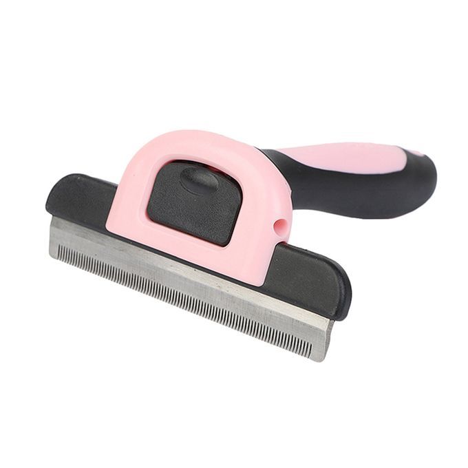 Pet Grooming Tool Undercoat Rake For Cats & Dogs With Long Pink - L