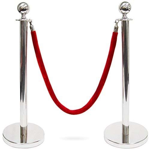 Chrome Crowd Control Velvet Rope Stanchion Barrier