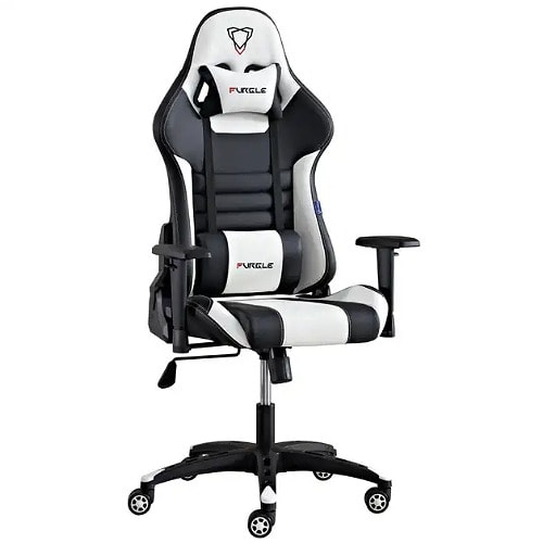 Furgle Gaming Ergonomic Chair With Footrest  - Black & White